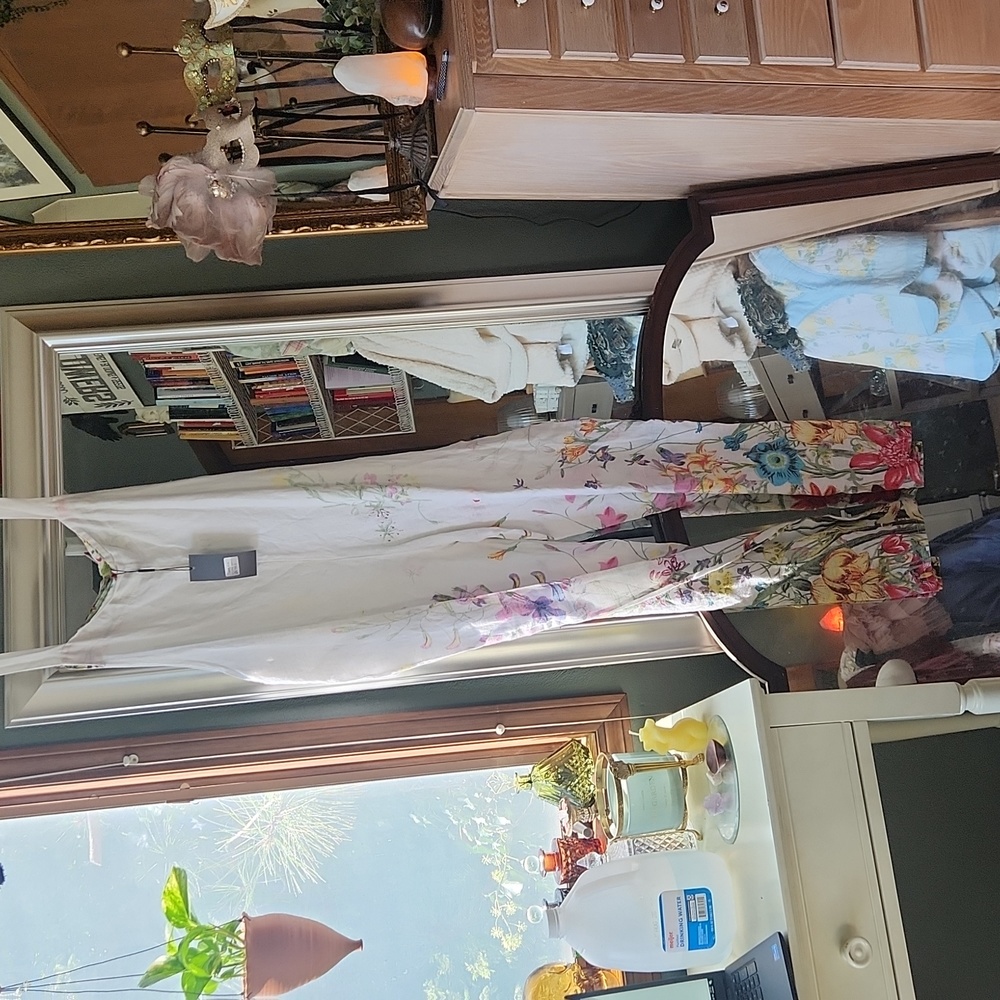 Floral Print White Jumpsuit with Adjustable Straps